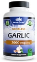 NaturaLife Labs Odorless Knoblauch – 3.000 mg Äquivalent pro Servierung – 150 Softgels – Konzentrierter Knoblauch-Bulb-Extrakt mit organischem extra nativem Olivenöl – Nicht-GVO, Glutenfrei