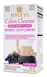 Hyleys Colon Cleanse Tea Maqui Berry Flavor - 25 sachets de thé (1 paquet)
