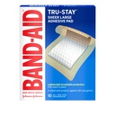 Bande-Aid marque Tru-Stay Pads adhésifs, Sterile Sheer Bandages pour premiers soins et soins de la plaie, Pad couvre et protège les coupures mineures, les éraflures et les brûlures, léger, grande taille, 10 comtes