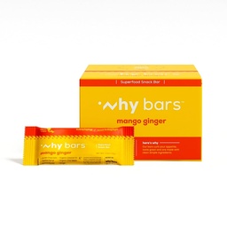 Pourquoi barres, barres protéiques, gingembre de mangue, 2.04 Bars d'once (paquet de 12 barres protéiques) - Superaliment de la barre protéinée, sans gluten, sans OGM, biologique, végétalien, ingrédients simples