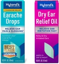 Ensemble de gouttes d'oreille Hyland 0.33 Fl Oz et de l'huile de soulagement de l'oreille sèche, soulagement de l'irritation de l'oreille rapide, pour les oreilles irritées démangeaisons et sèches, 2 ans et plus, gouttes de jour et de nuit, 0.5 Ounce
