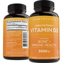 Viva Naturals Vitamin D3 5000 IU Softgels, 360 Count (125 mcg), unterstützt Knochen- und Immungesundheit, Hohe Potenz Vitamin D