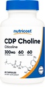 Nutricost CDP Choline (Citicoline) 300mg, 60 Vegetarian Capsules - Non-GMO, Vegetarian Friendly, Gluten Free …