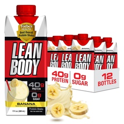 Labrada Lean Body Ready-to-Drink Banana Protein Shake,40g Protein,Whey Blend,0 Sugar,Gluten Free,22 Vitamins & Minerals,17 Ounce (Recyclable Carton & Lid - Pack of 12) LABRADA