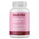 BESTVITE Choline Inositol 500mg (120 vegetarische Kapseln) - No Stearates - No Fillers - No Dicalcium Phosphate - Vegan - Non GMO - Glutenfrei