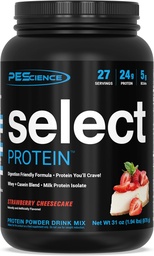 PEScience Select Protein Powder, Whey and Casein Blend, Clean Protein Powder für Frauen und Männer, Low Calorie, Low Carb, Keto Friendly, Glutenfrei, Erdbeer-Käsekuchen, 27 Servierungen