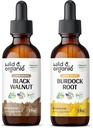 Teinture de noyer noir sauvage et biologique 2 fl oz et burdock Teinture de racine 2 fl oz