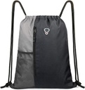 BeeGreem Grey Sport Bag Drawstring Rucksack String Bag für Männer Frauen Gym Rucksack mit Wasserflasche Mesh Taschen und zwei Reißverschlusstaschen 16" x 20"