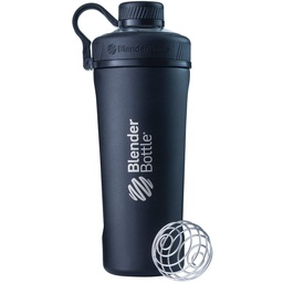 BlenderBottle Radian Shaker Cup Bouteille d'eau en acier inoxydable isolée avec fouet en fil, 26-Ounce, noir mat
