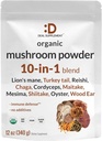 SUPPLÉMENT DE DÉAL Supplément en poudre de champignons biologiques, 12oz – 10 en 1 mélange actif – Shiitake, Lions Mane, Cordyceps, Chaga, avec plus – soutient l'immunité, l'énergie, et la santé du cerveau – non-OGM, végétalien
