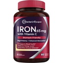 Arzt Rezepte Eisen Ergänzung 65 mg mit Vitamin C - Maximierte Absorption, Stomach Freundliche & Hohe Potenz Eisen Pillen für rote Blutzellen Bildung & Immunität Gesundheit - Vegan Non-GMO 60 Eisen Tabletten