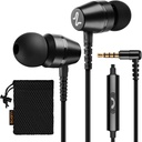 LUDOS OMNITONE Ecouteurs filaires dans l'oreille casque, garantie de 5 ans, écouteurs avec microphone, boutons d'oreille câblés de 3,5 mm Jack, vidéoconférence pour iPhone, Samsung, ordinateur, ordinateur portable, enfants, élèves de l'école