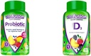 Vitafusion Probiotische Gummy Ergänzungen, Himbeere, Pfirsich und Mango Flavors & Vitamin D3 Gummy Vitamine für Knochen und Immunsystem Unterstützung