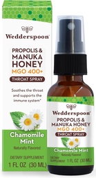 Wedderspoon Propolis and Manuka Honey Throat Spray, Chamomile & Mint, 1 Fl Oz (Pack of 1), Sore Throat Relief, Natural Immune Support