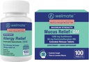 WELMATE Ensemble complet d'allergie et de soulagement de la congestion : Fexofenadine HCl 180mg Antihistaminique non somnolente (100 Ct) + soulagement du mucus DM 1200mg Guaifenesin et 60mg DXM (100 Ct)
