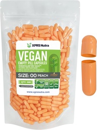 XPRS Nutra Größe 00 Leere Kapseln - 500 Zähler leere vegane Kapseln - Vegetarische leere Pillen - DIY Gemüse Kapsel Füllung- Veggie Pillen Caps (Peach)