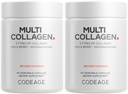 Codeage Capsules de plusieurs collagènes – 5 collagènes de types I, II, III, V et X – Protéine bovine hydrolysée avec Ashwagandha, Amla et Vitamines - 2-Pack