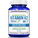 Vitamine K2 MK7 (MenaQ7) 100 mcg w/huile de coco pour l'absorption supérieure, supplément de santé alimentaire, 120 capsules liquides véganes pour soutenir la force et la densité osseuses pour les adultes Femmes et hommes