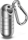 Porte-clés petit porte-pilule, JEINAPA Titanium Imperméable Mini Pocket Pill Case Travel Pill Container, Nitroglycérine Tiny Metal Pill Box Organizer for Outdoor Camping (Large, Style 3)