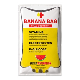 Sachet de banane Solution orale Packets – Pastèque salée 15pk.Un mélange rafraîchissant d'électrolytes, de vitamine C et de complexe B pour l'hydratation et l'énergie. Pratique, facile à utiliser et parfait pour une utilisation quotidienne.