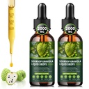 (2 Pack) Sourop Graviola Liquid Drops 2000mg, 98% Absorption pour le soutien cellulaire et la régénération, Immune Boost, Foie, Bien-être Herbacé, Sourop Bitters Liquid-Sugar/Gluten Free, Saveur naturelle, 4 Fl Oz