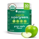 Zena Nutrition Bio Super Greens Poudre, 70+ Superfoods, 0 Sucre, Fibre 3G, Spiruline, Chlorella, Champignons, Prébiotiques/Probiotiques, Enzymes digestifs pour la santé des Guts, Pommes vertes, 30 portions