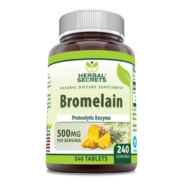Secrets à base de plantes Bromelain Supplément 500 Mg Comprimés Supplément "Non-GMO" Sans gluten" Fabriqué aux États-Unis (240 Nombre)
