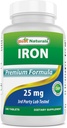 Best Naturals Eisen Supplement (Iron Bisglycinat) - 25mg - 180 Tabletten - Gentle of Stomach - Nicht-Verhalten