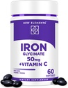 Eisen Glycinat 50mg mit Vitamin C | Advanced Iron Supplement für Anemia Relief, Immun Boost & Energy Support | Gentle on Stomach, Fast Absorption | Non-GMO, Gluten-Free Softgels für Damen und Herren