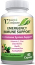 Notfall Immununterstützung Elderberry Kapseln, für Männer und Frauen, mit Vitamin C, Vitamin D3, Zink, Glutenfrei, Vegetarisch 60 Kapseln
