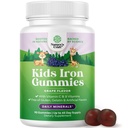 Kinder Eisengummis - Blut-Erbauer Eisen-Ergänzungen für Kinder mit sanfter für stärkere Immunität & Energie - Vitamin B12, Folate & Vitamin C Gummies - Vegan GMO & Gluten Frei für Kleinkinder - 90 Count