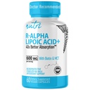 Acide alpha lipoïque Nutri R 600mg Capsules - Acide lipoïque R stabilisé avec Biotine - Forme active de R-ALA - 600 mg Posologie clinique - Powerful Cellular Energy Support - 60 Capsules Vegan - RALA