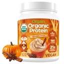 Orgaine en poudre de protéines végétales organiques, épicée de citrouille saveur saisonnière - 21g de protéines végétales, 5g fibre prébiotique, pas d'ingrédients de lactose, pas de sucre ajouté, non-OGM, pour Shakes & Smoothies, 1,02 lb