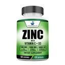 American Standard Supplements Zink 100mg, Vitamin C 1000mg und Vitamin D3 5000 IE (125mcg) pro Portion - Glutenfrei, Nicht-GVO, 120 Kapseln, 60 Portionen