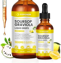 Graviola Soursop Feuille Extract Liquide - Soursop Bitters Liquide, Soutien Immune, Relax, Foie et Sommeil, Sans sucre et sans alcool, Formule hautement absorbante, Lemon Flavor, 2 Fl Oz