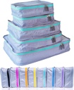 MUMI Packing Cubes – 5-Piece Compression Packing Cubes für Reisen, Gepäckträger für Koffer, Carry-On Bags, Rucksäcke und Duffel Bags – Space-Saving Travel Essentials - Aqua
