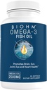 BIOHM Omega-3 Huile de poisson (2500mg, 60 Softgels) Haute puissance 860mg EPA et 630mg DHA, Omega 3 suppléments acides gras pour soutenir le cerveau, l'articulation, les yeux, le foie et la santé de la gueule, source durable