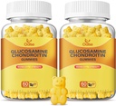 Vegan Glucosamine Chondroitin Gummis, Unterstützungsergänzung für Erwachsene Männer & Frauen, 1500mg extra Stärke Glucosamin mit Chondroitin MSM Turmeric Elderberry für Gesundheit