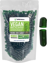 XPRS Nutra Größe 00 Leere Kapseln - 500 Zähler leere vegane Kapseln - Vegetarische leere Pillen - DIY Gemüse Kapsel Füllung- Veggie Pillen Caps (Forest Green)