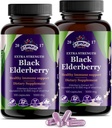 Black Elderberry Kapseln | 200 Count - 10.000mg | Sambucus Elderberry Vitamins, Non-GMO, Glutenfrei, Bio Elderberry Extrakt Sambucus Nigra - 200 Vegan Kapseln - Packung mit 2