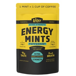 Viter énergie extra-résistance menthes caféinés 80mg caféine, B vitamines, sans sucre. (Peppermint, 8oz, sac en vrac)