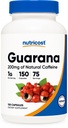 Nutricost Guarana 1000mg Servant, 150 Capsules Végétariennes - Supplément Energizer naturel de caféine brésilienne à base de plantes