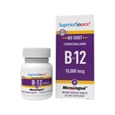 Source supérieure Pas de shot Vitamine B-12 Cyanocobalamine 10000 mcg - Vitamine B-12 pour soutenir la production d'énergie, la santé cérébrale et le mieux-être général - Comprimés sublinguaux - 60 comprimés dissolvables