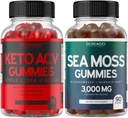 Keto ACV Gummies (90 Count) for Weight Loss Advanced Formula and Irish Sea Moss (90 Count) with Bladderwrack for Energy & Immune Support - Vegan Safe - Non-GMO & Made in USA - 90 Gummies