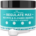 Régler MAX Myo-Inositol & D-Chiro Supplément Inositol Poudre pour les femmes avec vitamine D & Folate PCOS Nutritional Support, Hormone Balance & Fertility Support, Sans saveur 60 portions