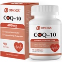 OMOGS CoQ10 400mg Softgels, Coenzyme Q10 Suppléments à haute absorption soutiennent la santé cardiaque, la santé cardiovasculaire, le système immunitaire et la production d'énergie cellulaire, sans gluten, 90 Softgels