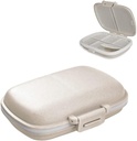 Daily Pill Organizer 1 Travel Portable Pill Case 8 Compartments Pill Box with Seal Ring Moisture Proof Small Medicine Vitamin Holder Container for Pocket Purse Waterproof Pill Supplement Case (Beige)