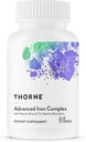 THORNE - Advanced Iron Complex - Complete Blood Support Formula* - Elemental Iron, Folate, B und C Vitamins for Optimal Absorption - Chelat Iron Supplement - Gluten, Dairy & Soy-Free - 60 Kapseln