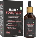 DURJA Eisen + Folsäure Tropfen | Fast Acting flüssige Eisen Ergänzung für Frauen und Männer mit Zink | Hämoglobin Booster & Blut Builder | Non-Constipating - 50ml '