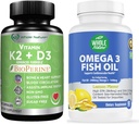 K2+D3 avec Bioperine Plus Calcium Omega 3 Huile de poisson sont les plus efficaces ensemble pour soutenir la santé cardiaque et osseuse, les articulations et le cerveau